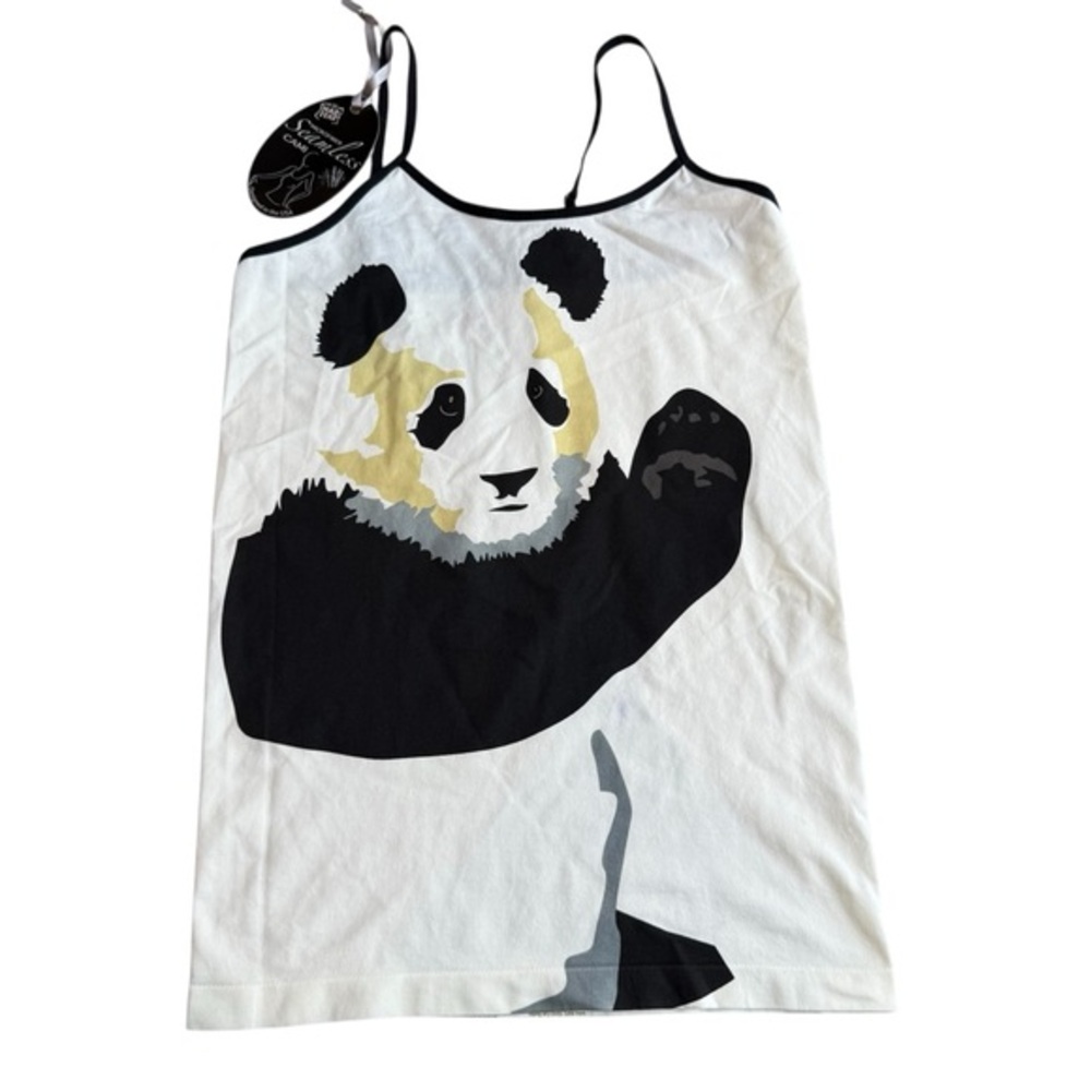 Wild Habitat S Panda Print Seamless Cami Tank Top Cream Pop Art Animal Print NWT